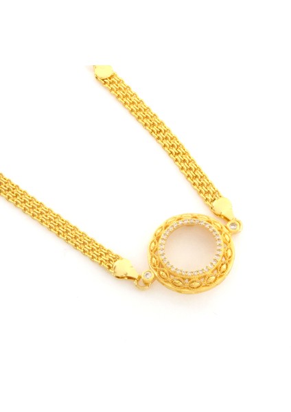 Çeyrek Altın Çerçeve Bileklik Çelik Altın Kaplama Işlemeli BLK-1096