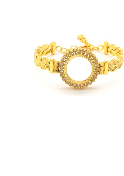 Çeyrek Altın Çerçeve Bileklik Çelik Altın Kaplama Örgü MODEL-BLZ-644