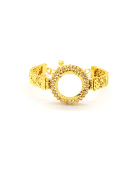 Çeyrek Altın Çerçeve Bileklik Çelik Altın Kaplama BLZ-641