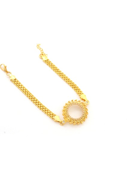 Çeyrek Altın Çerçeve Bileklik Çelik Altın Kaplama Güneş Model BLK-1084