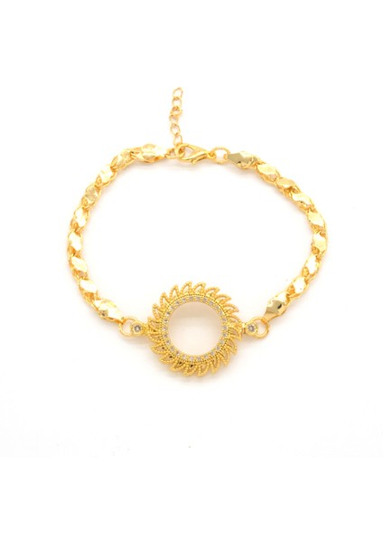 Çeyrek Altın Çerçeve Bileklik Çelik Altın Kaplama Güneş Model BLK-1118
