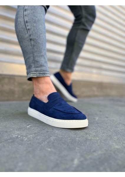 JY180 Estilo x Bağcıksız Süet Erkek Günlük Spor Klasik Ayakkabı Sbt - Lacivert