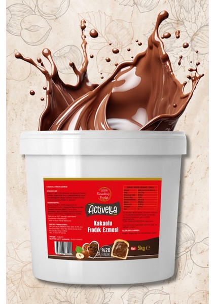 Kakaolu Fındık Ezmesi 5kg %20 Fındıklı