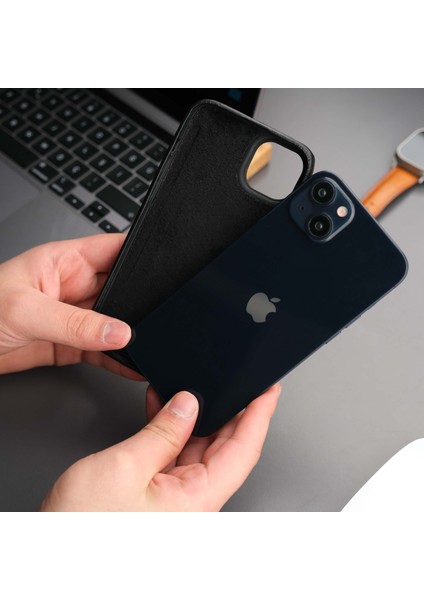 Apple iPhone 14 Plus Kılıf - El Yapımı Apple iPhone 14 Plus Deri Kılıf - Kişiselleştirilebilir Telefon Kılıfı - Siyah