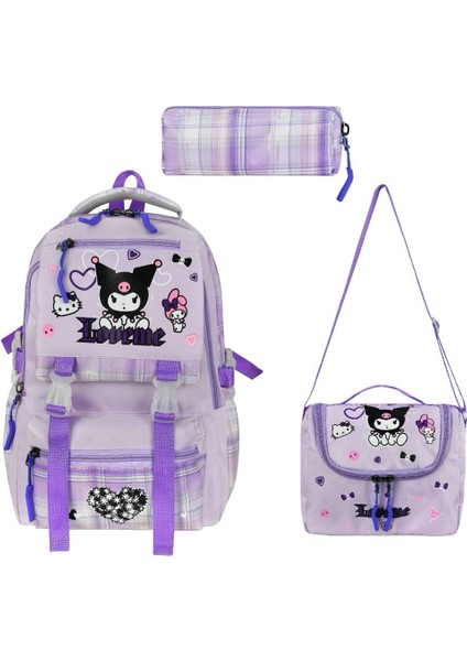 Kawaii Kore Tarzı Kız Çocuk Ortopedik İlkokul Sırt Çantası Termal Beslenme ve Kalemlik Ilk Okul Seti