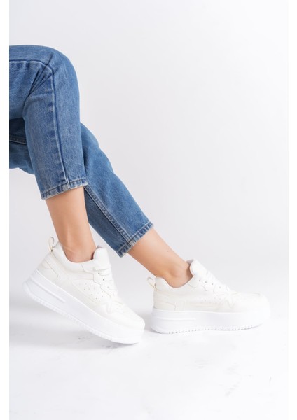 Alessı Bağcıklı Ortopedik Taban Kadın Sneaker Spor Ayakkabı Bt - Kırık Beyaz modelleri