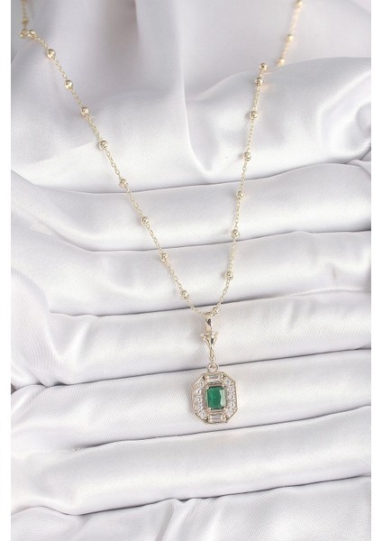 Pirinç Gold Renk Zirkon Taşlı Topçuk Zincir Serenay Model Kadın Kolye - TJ-BKO9902 fiyatları