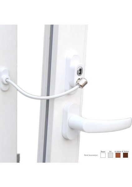 Anahtarlı Halatlı Pvc Kapı Pencere Emniyet Kilidi (4172)