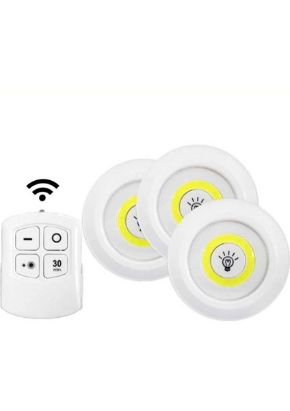 Kablosuz Uzaktan Kumandalı 3 Lü LED Lamba Seti