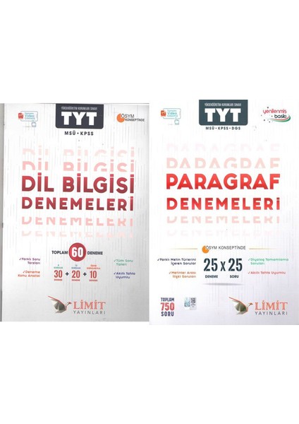 Yayınları Tyt Paragraf ve Dil Bilgisi Deneme Seti 2 Kitap
