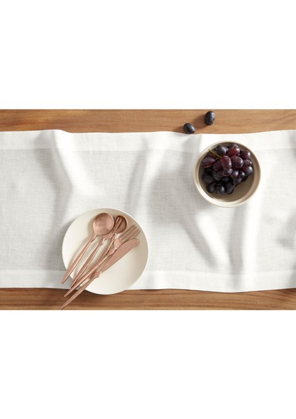 Polyester Keten Dertsiz Runner 40 x 160 Kırık Beyaz