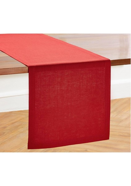 Polyester Keten Dertsiz Runner 40 x 160 Kırmızı
