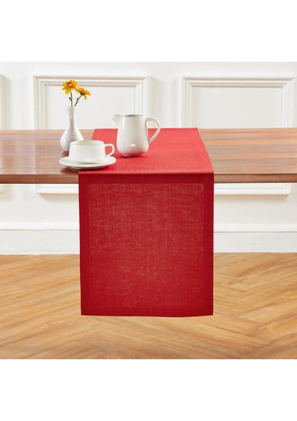 Polyester Keten Dertsiz Runner 40 x 160 Kırmızı