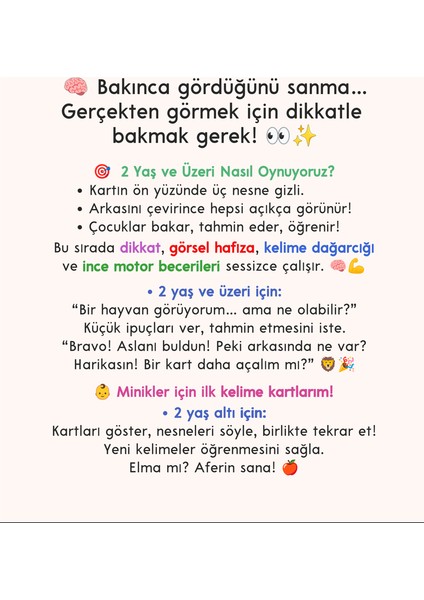 Bak Bak Saklambaç - Dikkati Geliştiren Oyun Kartları