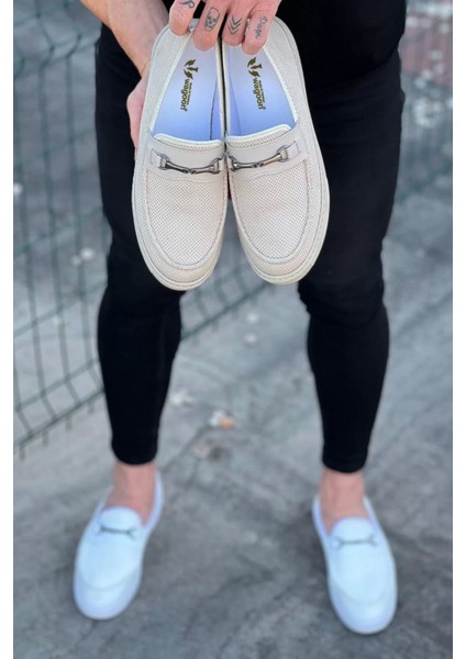 WG060 Bej Triko Babet Erkek Casual Ayakkabı