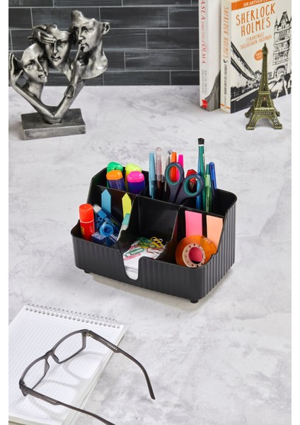 Line 6' Bölmeli Çok Amaçlı Masa Üstü Düzenleyici Kalemlik -Takı- Makyaj Organizeri