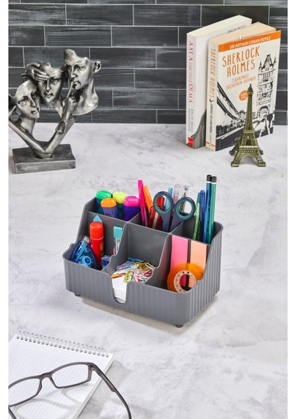 Line 6' Bölmeli Çok Amaçlı Masa Üstü Düzenleyici Kalemlik -Takı- Makyaj Organizeri