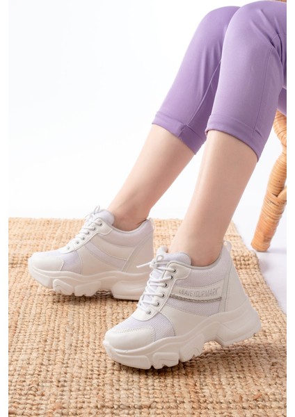 F-209 Bağcıklı Fileli Taş Aksesuarlı Günlük Spor Ayakkabı fiyatları