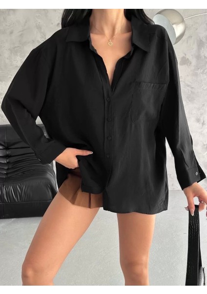 Modal Oversize Cepli Gömlek