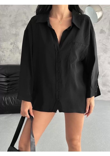 Modal Oversize Cepli Gömlek