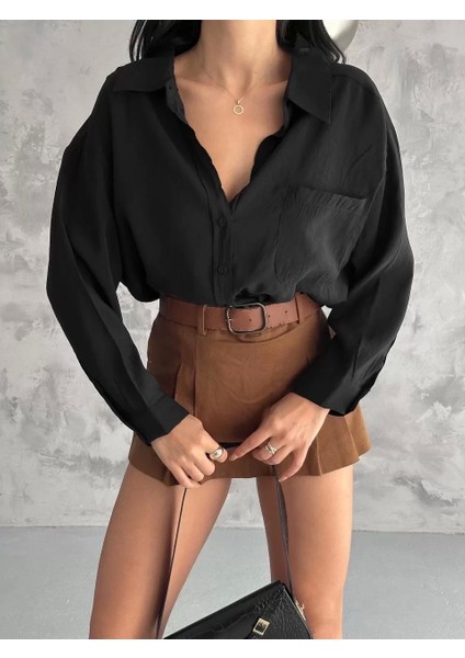 Modal Oversize Cepli Gömlek