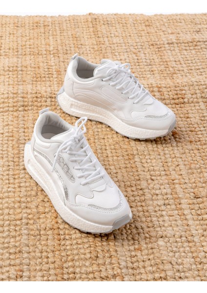 F-307 Bağcıklı Saten Taş Aksesuarlı Günlük Spor Ayakkabı modelleri