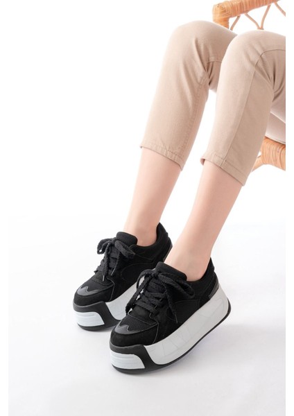 SP-190 Garni Bağcıklı Fileli Yüksek Taban Günlük Spor Ayakkabı