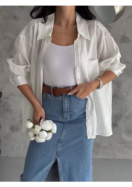 Modal Oversize Cepli Gömlek