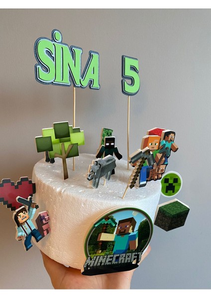 Pixel Oyun MineCraft Bloklar 3D Cake Topper Doğum Günü Pasta Süsü (15 Parça) fiyatları
