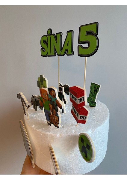 Pixel Oyun MineCraft Bloklar 3D Cake Topper Doğum Günü Pasta Süsü (15 Parça) fırsatları