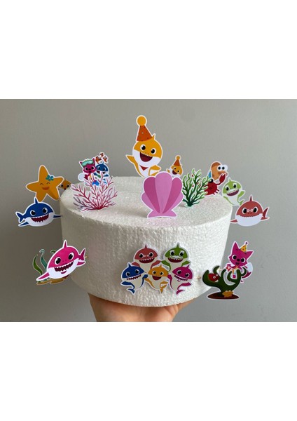Baby Shark Temalı Doğum Günü Sticker Seti – 15’li