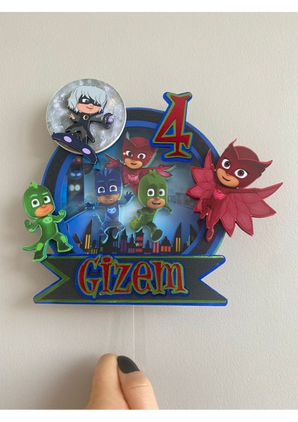 Pija Maskeliler - Mj Mask Temalı 3D Cake Topper Doğum Günü Pasta Süsü