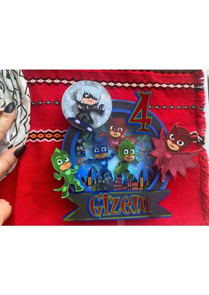 Pija Maskeliler - Mj Mask Temalı 3D Cake Topper Doğum Günü Pasta Süsü fırsatları