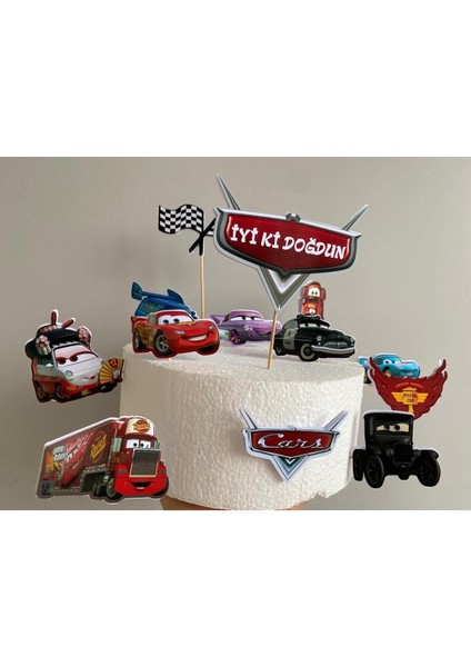 Arabalar Cars 3D Cake Topper Doğum Günü Pasta Süsü