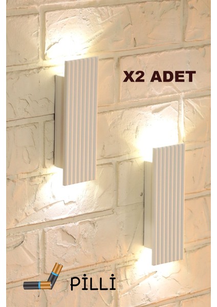 2 Adet Pilli Modern Dekoratif Duvar Aydınlatması Aplik Gece Lambası