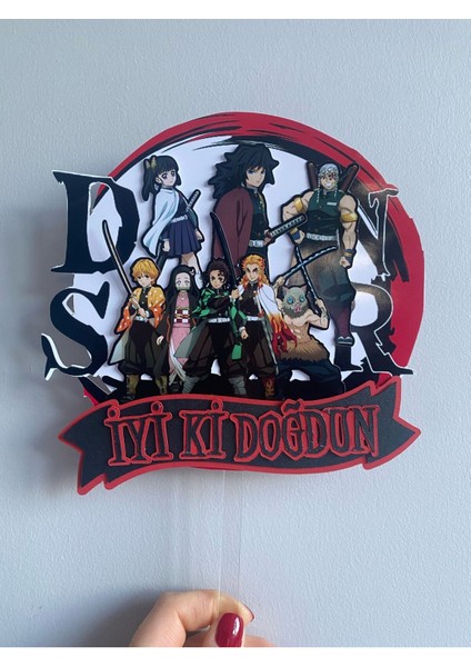 Demon Slayer Temalı 3D Cake Topper – Doğum Günü Pasta Süsü