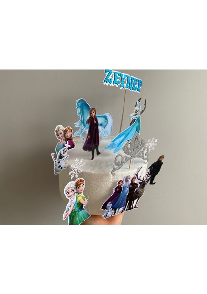 Frozen Temalı 3D Cake Topper Doğum Günü Pasta Süsü , Karlar Ülkesi Pasta Süsü