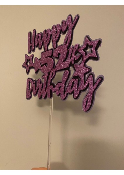 Iyi Ki Doğdun Yazılı Pasta Kürdanı , Kişiye Özel Happy Birthday Pasta Topper – Simli Mor fiyatları