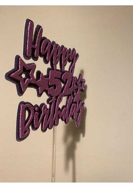 Iyi Ki Doğdun Yazılı Pasta Kürdanı , Kişiye Özel Happy Birthday Pasta Topper – Simli Mor fırsatları