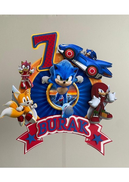 Sonic Temalı 3D Cake Topper Doğum Günü Pasta Süsü