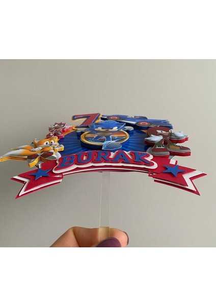 Sonic Temalı 3D Cake Topper Doğum Günü Pasta Süsü