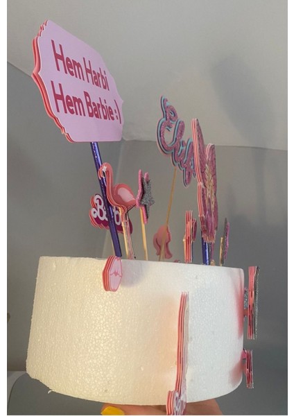 BarbieTemalı 3D Cake Topper Doğum Günü Pasta Süsü , Pasta Kürdanı fırsatları