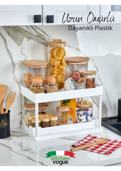 2 Katlı Tezgah Evye Altı Sürgülü Düzenleyici Raf, Banyo Dolabı, Mutfak Tezgahı, Makyaj Organizeri fiyatları