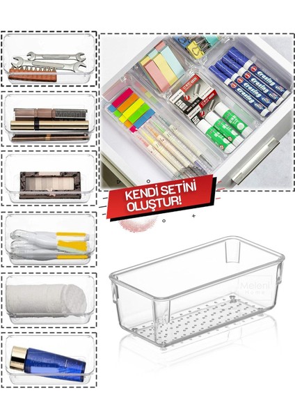 Çekmece Içi Düzenleyici, Modüler Saklama Kabı - Makyaj Takı Organizeri - 15 x 7,5 cm