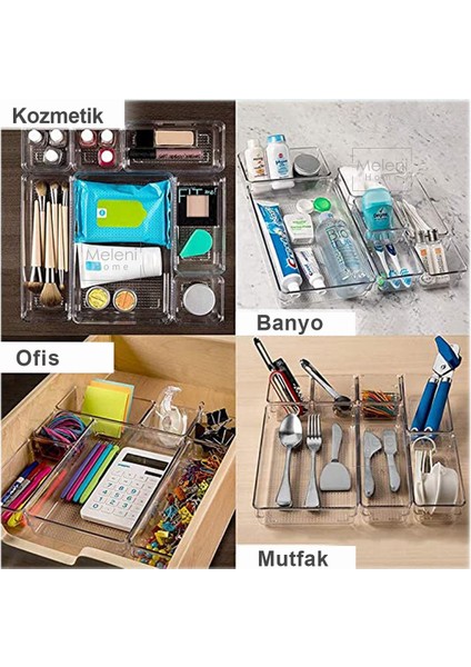 Çekmece Içi Düzenleyici, Modüler Saklama Kabı - Makyaj Takı Organizeri - 15 x 7,5 cm