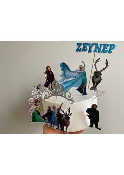 Frozen Temalı 3D Cake Topper Doğum Günü Pasta Süsü , Karlar Ülkesi Pasta Süsü modelleri