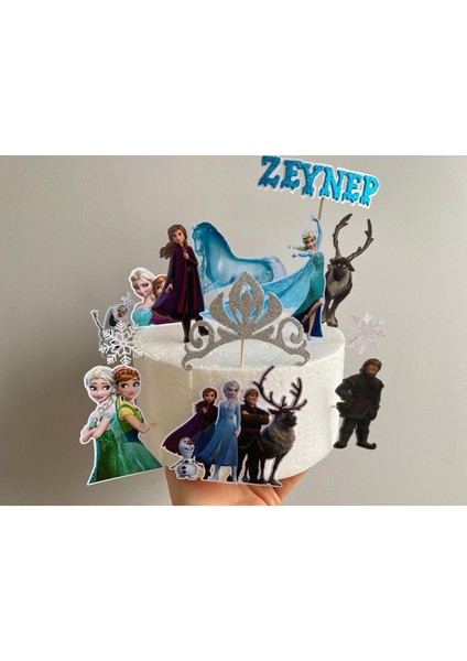 Frozen Temalı 3D Cake Topper Doğum Günü Pasta Süsü , Karlar Ülkesi Pasta Süsü fırsatları