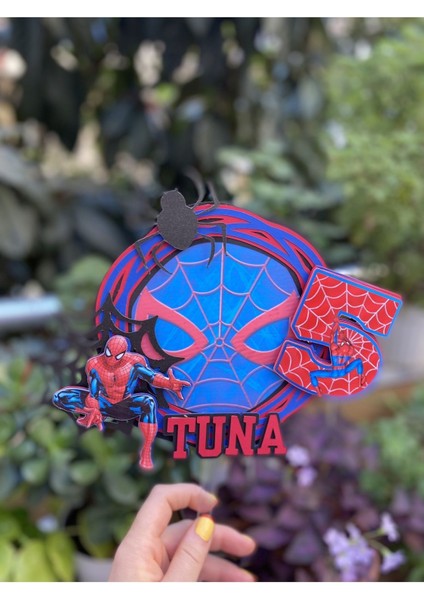 Spiderman Örümcek Adam Temalı 3D Cake Topper Doğum Günü Pasta Süsü