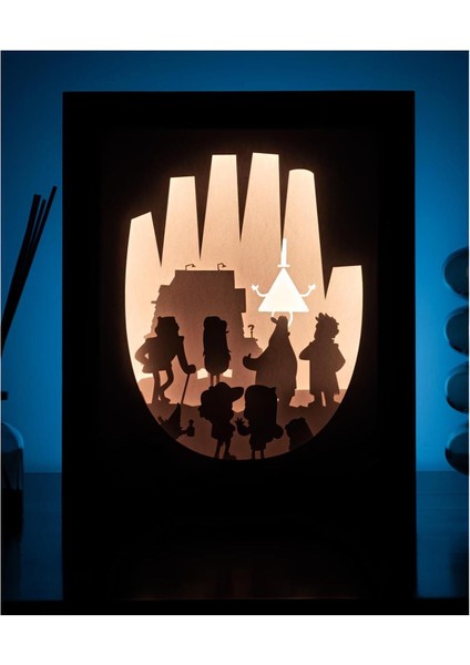Esrarengiz Kasaba Gece Lambası - Light Box - Gölge Kutusu