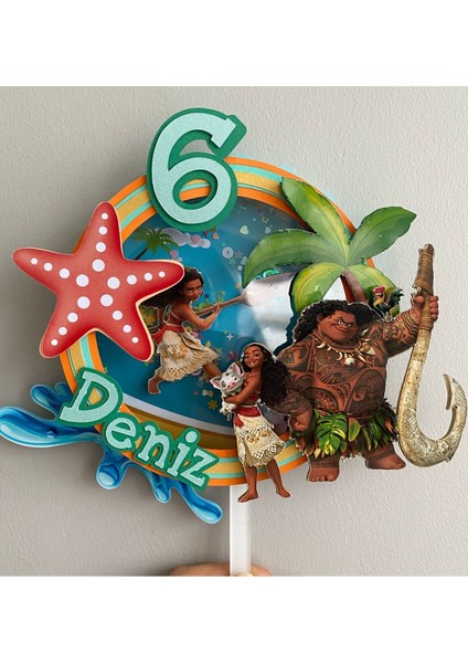 Moana Temalı 3D Cake Topper Doğum Günü Pasta Süsü